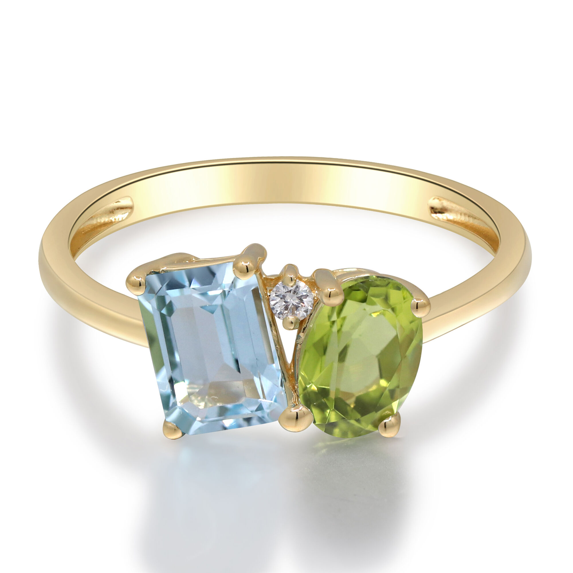 Brilliance Fine Jewelry Genuine Peridot Diamond Accent Ring in Sterling  Silver and 10K Yellow Gold - Walmart.com